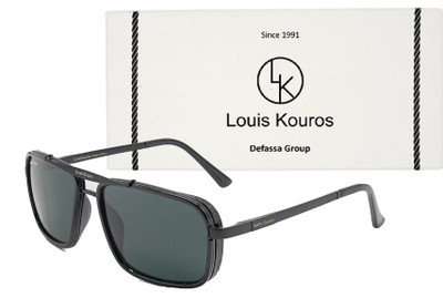 LOUIS KOUROS Retro Square Sunglasses(For Men & Women, Black)