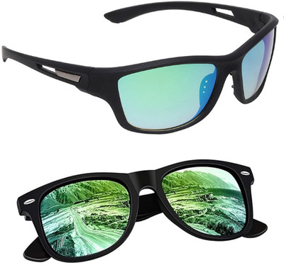ELLIGATOR Wrap-around Sunglasses(For Men & Women, Green, Green)