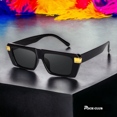 Rich Club Rectangular Sunglasses(For Men, Grey)