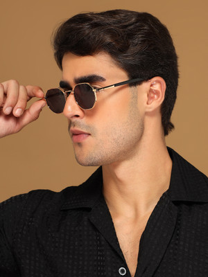 VOYAGE Round Sunglasses(For Men & Women, Black, Golden)