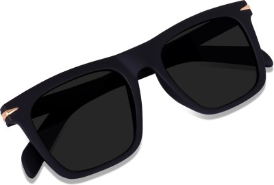I REBEL Oval, Wrap-around, Retro Square Sunglasses(For Men & Women, Black)