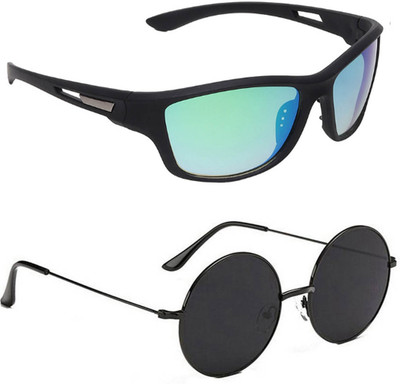 ELLIGATOR Wrap-around Sunglasses(For Men & Women, Green, Black)