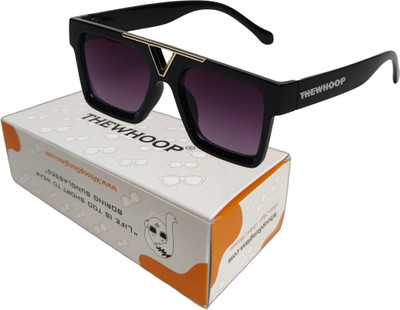 TheWhoop Retro Square Sunglasses(For Men & Women, Black)