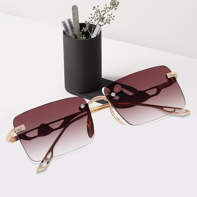 AKAYI Rectangular Sunglasses(For Men & Women, Brown)