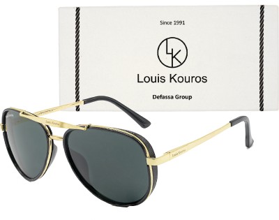 LOUIS KOUROS Aviator Sunglasses(For Men & Women, Black)