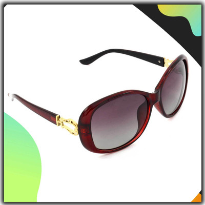 Hrinkar Polarized Rectangular Sunglasses(For Women, Pink)