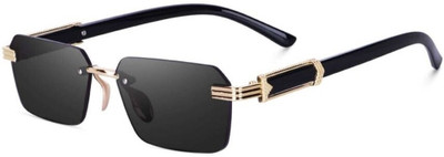 Eymen I Rectangular, Retro Square Sunglasses(For Boys & Girls, Black)