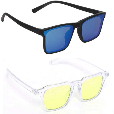ELLIGATOR Rectangular Sunglasses(For Men & Women, Blue, Yellow)