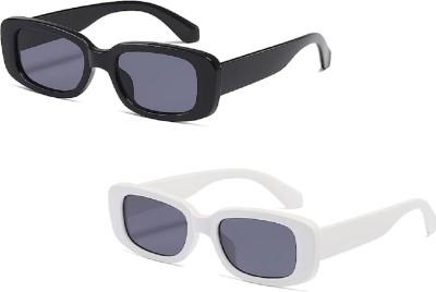 Mundkar Rectangular Sunglasses(For Men & Women, Black)