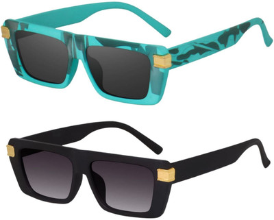 spectaswag Rectangular Sunglasses(For Men & Women, Black)