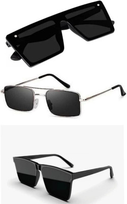 ARSunglasses Retro Square, Wrap-around, Oval, Wayfarer Sunglasses(For Men & Women, Black)