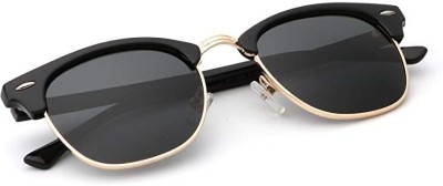 Ryffers Clubmaster Sunglasses(For Men & Women, Black)