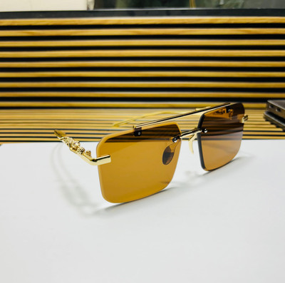 Zeemork Rectangular Sunglasses(For Men & Women, Brown)