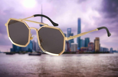 indob Retro Square Sunglasses(For Men & Women, Black)