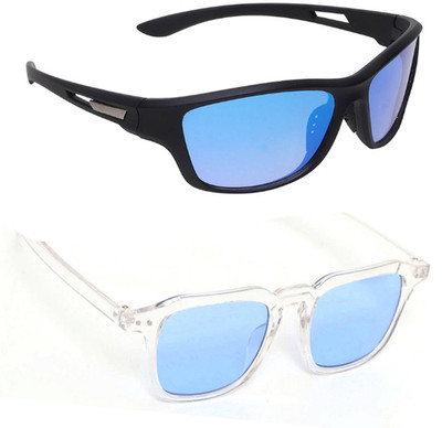 ELLIGATOR Rectangular Sunglasses(For Men & Women, Blue, Blue)