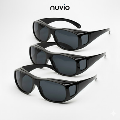 NUVIO Shield, Wrap-around Sunglasses(For Men & Women, Black)