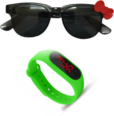 DEPARTED Rectangular Sunglasses(For Boys & Girls, Black)