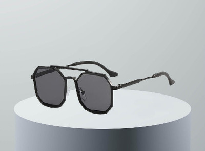 Supreno Retro Square Sunglasses(For Men & Women, Black)