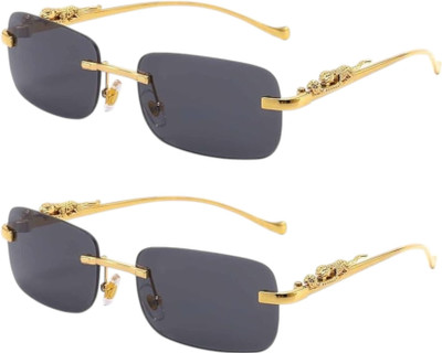 SPRING JUMP Retro Square Sunglasses(For Men & Women, Black)