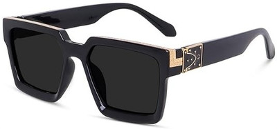 eyevy Rectangular Sunglasses(For Men & Women, Black)
