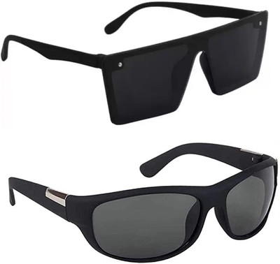 ELLIGATOR Retro Square Sunglasses(For Men & Women, Black)