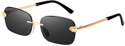 Rich Club Rectangular Sunglasses(For Men & Women, Black)