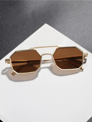 Zeemork Rectangular Sunglasses(For Men & Women, Brown)