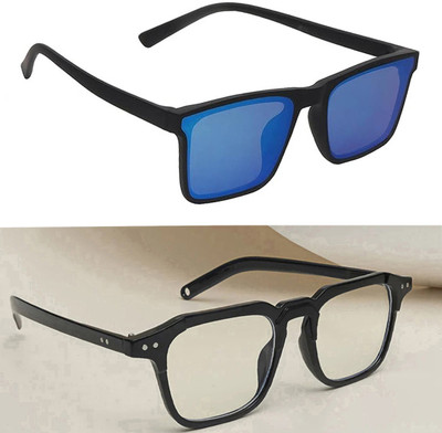 ELLIGATOR Retro Square, Sports, Wayfarer, Rectangular Sunglasses(For Men & Women, Blue, Clear)