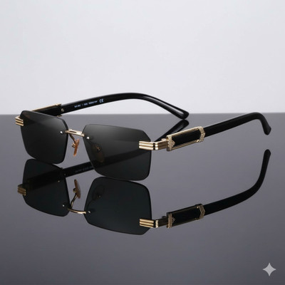DKERAOD Rectangular, Retro Square Sunglasses(For Men & Women, Black)