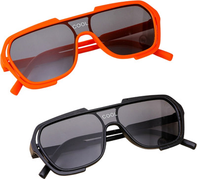 Neska Moda Rectangular Sunglasses(For Boys & Girls, Black)
