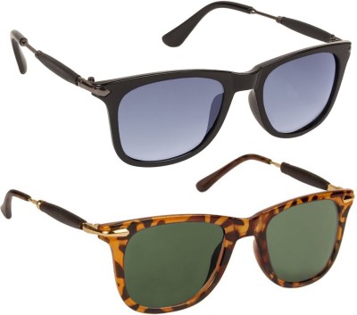 GANSTA Wayfarer Sunglasses(For Men & Women, Black, Green)