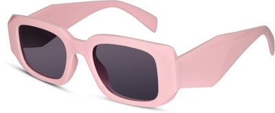 Lenskandy Rectangular Sunglasses(For Girls, Grey)