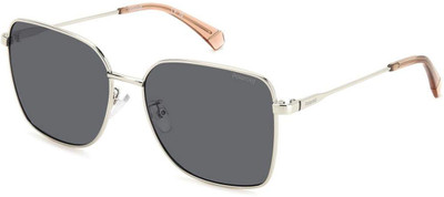 POLAROID Retro Square Sunglasses(For Men & Women, Black)