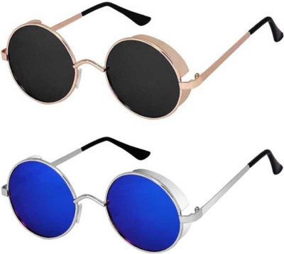 sunwear Round Sunglasses(For Men, Blue)