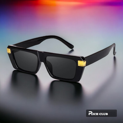 Rich Club Rectangular Sunglasses(For Men, Black)