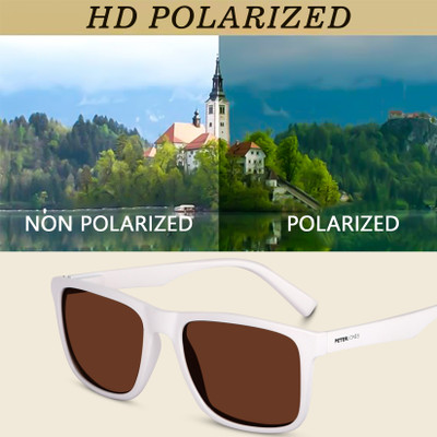 PETER JONES Retro Square Sunglasses(For Men & Women, Brown)