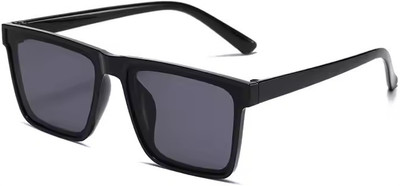hayden haiza Retro Square Sunglasses(For Men & Women, Black)