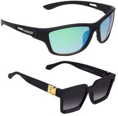 ELLIGATOR Wrap-around Sunglasses(For Men & Women, Green, Black)