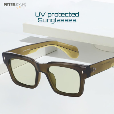 PETER JONES Retro Square Sunglasses(For Men & Women, Green)