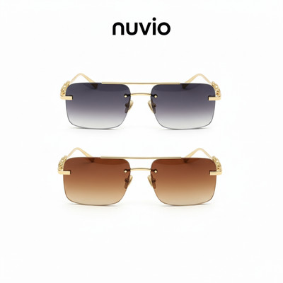 NUVIO Shield, Oval Sunglasses(For Men & Women, Grey, Brown)