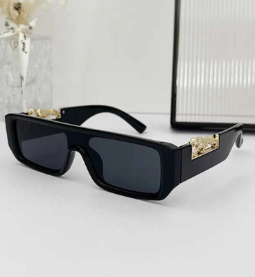 Eymen I Rectangular Sunglasses(For Men & Women, Black)