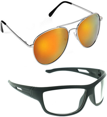 ELLIGATOR Aviator Sunglasses(For Men, Yellow, Clear)