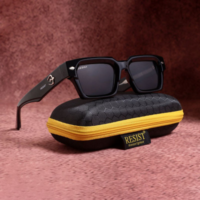 RESIST EYEWEAR Wayfarer, Rectangular Sunglasses(For Men & Women, Black)