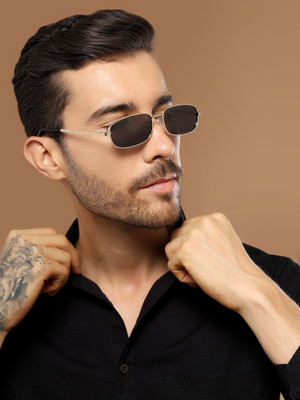 VOYAGE Rectangular Sunglasses(For Men & Women, Black, Golden)