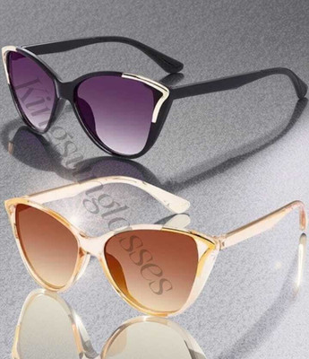 kingsunglasses Butterfly, Cat-eye Sunglasses(For Women, Black, Brown)