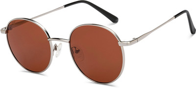 VINCENT CHASE by Lenskart Round Sunglasses(For Men & Women, Brown)