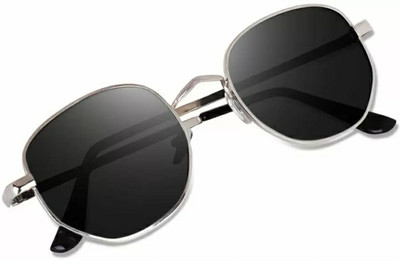 Dcmr Oval, Rectangular Sunglasses(For Men & Women, Black)