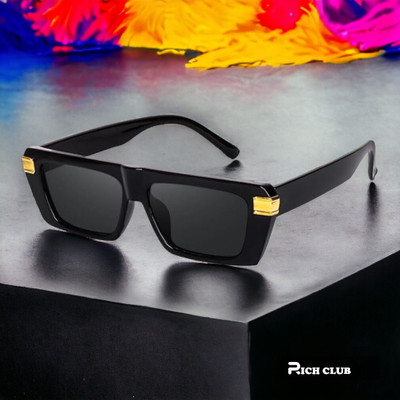 Shade House Rectangular Sunglasses(For Men, Black)