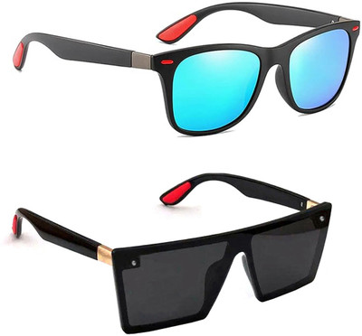 ELLIGATOR Retro Square, Sports, Wayfarer, Rectangular Sunglasses(For Men & Women, Blue, Black)