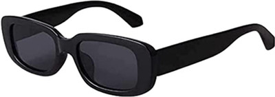 wizara Rectangular Sunglasses(For Men & Women, Black)